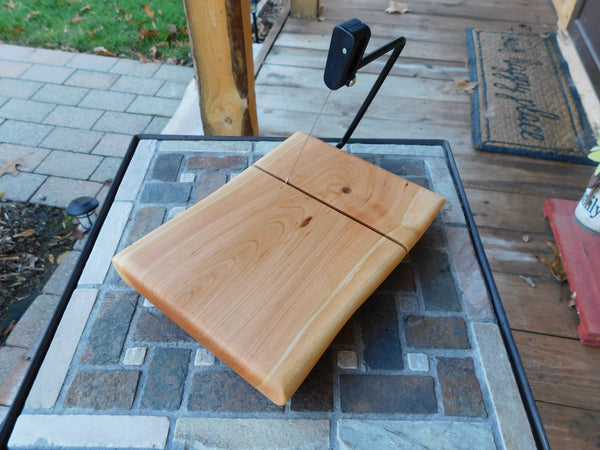 Cherry Wood Cheese Slicing Board with Clear Rubber Grip Feet