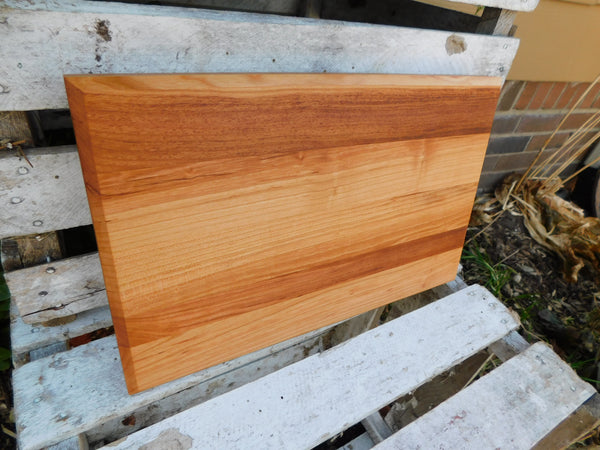Cherry Wood Edge Grain Cutting Board with Clear Rubber Grip Feet