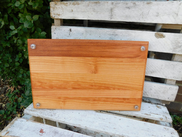 Cherry Wood Edge Grain Cutting Board with Clear Rubber Grip Feet