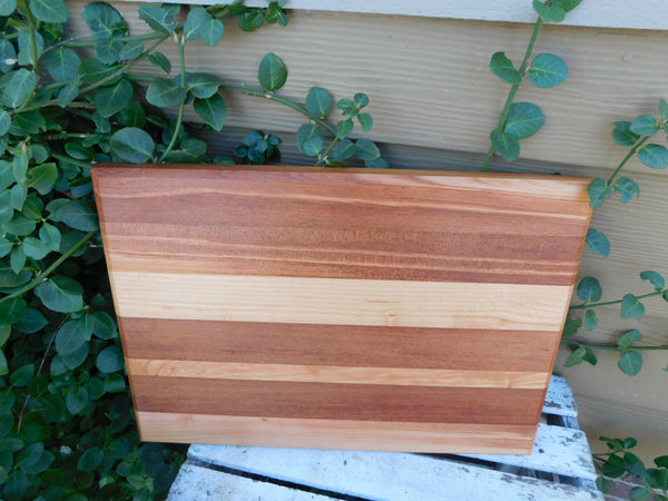 Cherry Wood Edge Grain Cutting Board with Clear Rubber Grip Feet