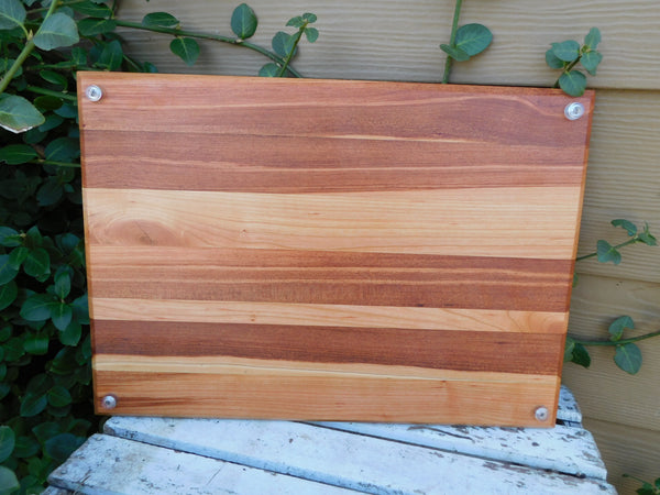 Cherry Wood Edge Grain Cutting Board with Clear Rubber Grip Feet