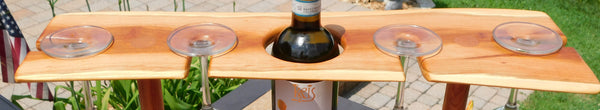 Cherry Wood Wine Charcuterie Board with Wine Glasses