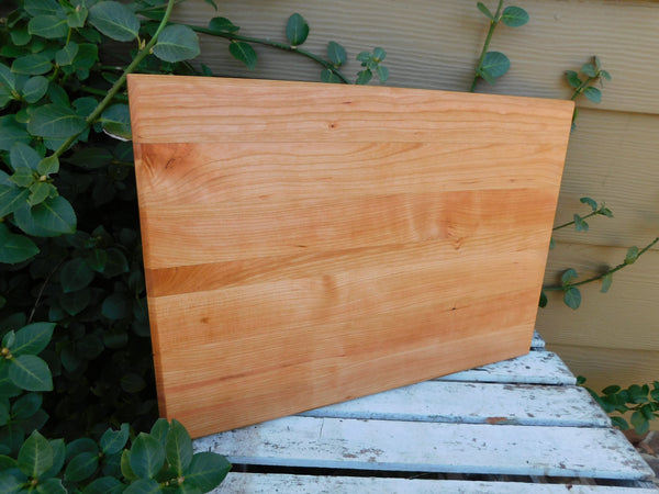 Cherry Wood Edge Grain Cutting Board with Clear Rubber Grip Feet