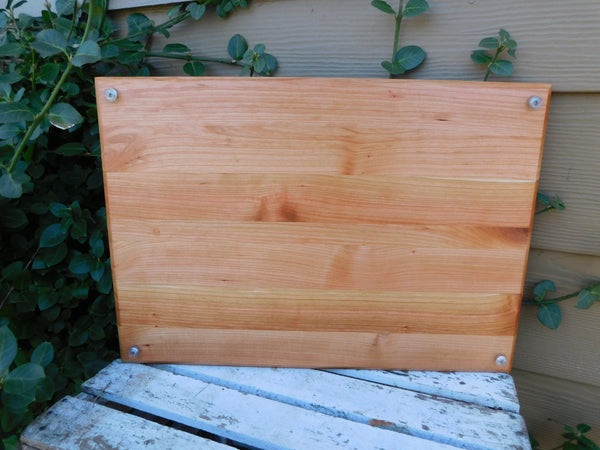Cherry Wood Edge Grain Cutting Board with Clear Rubber Grip Feet