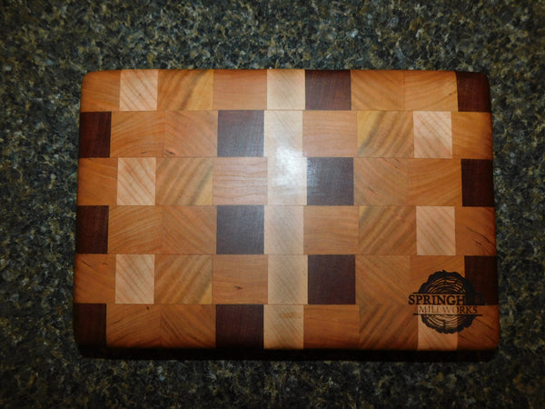 Cherry Wood, Maple, & Mahogany End Grain Cutting Board