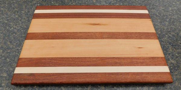 Mahogany Cherry Wood & Maple Hardwood Edge Grain Cutting Board. Handmade in the USA using by Springhill Millworks.