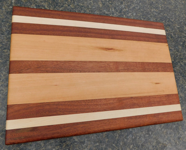 Mahogany Cherry Wood & Maple Hardwood Edge Grain Cutting Board. Handmade in the USA using by Springhill Millworks.