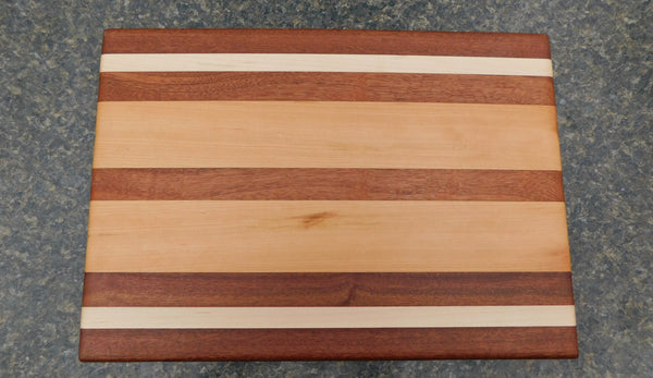 Mahogany Cherry Wood & Maple Hardwood Edge Grain Cutting Board. Handmade in the USA using by Springhill Millworks.