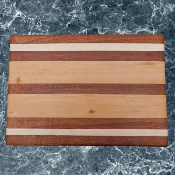Mahogany Cherry Wood & Maple Hardwood Edge Grain Cutting Board. Handmade in the USA using by Springhill Millworks.