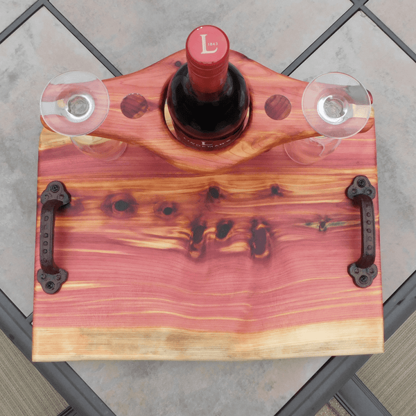 Red Cedar Wine Charcuterie Board with Wine Glasses