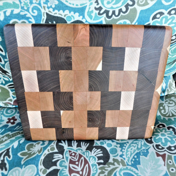 Cherry Wood, Maple, & Black Walnut End Grain Cutting Board