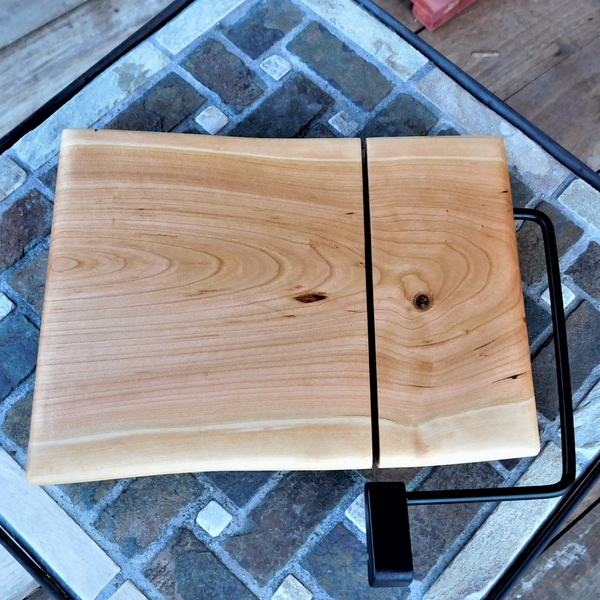 Cherry Wood Cheese Slicing Board with Clear Rubber Grip Feet