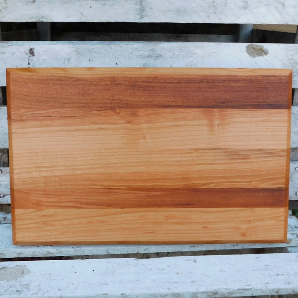 Cherry Wood Edge Grain Cutting Board with Clear Rubber Grip Feet