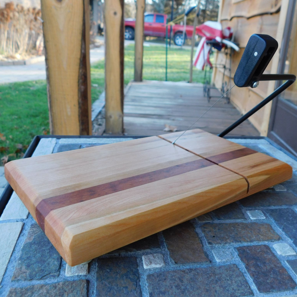 Cherry Wood Cheese Slicing Board with Clear Rubber Grip Feet