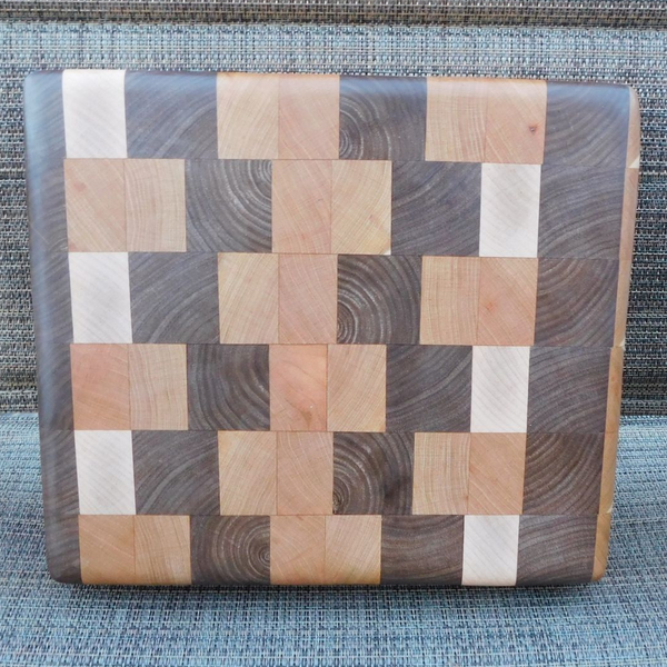 Cherry Wood, Maple, & Black Walnut End Grain Cutting Board