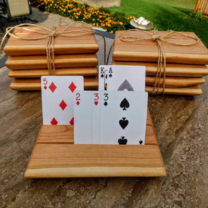 Cherry Wood and Black Walnut playing card holders for kids and elderly people.