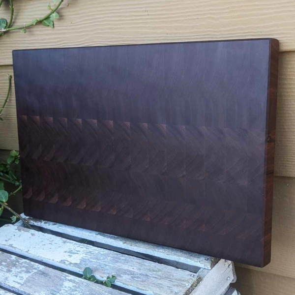 Large Black Walnut End Grain Cutting Board with Beveled Edge