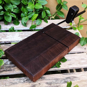 Black Walnut End Grain Wooden Cheese Slicing Board, Wood Cheese Slicer