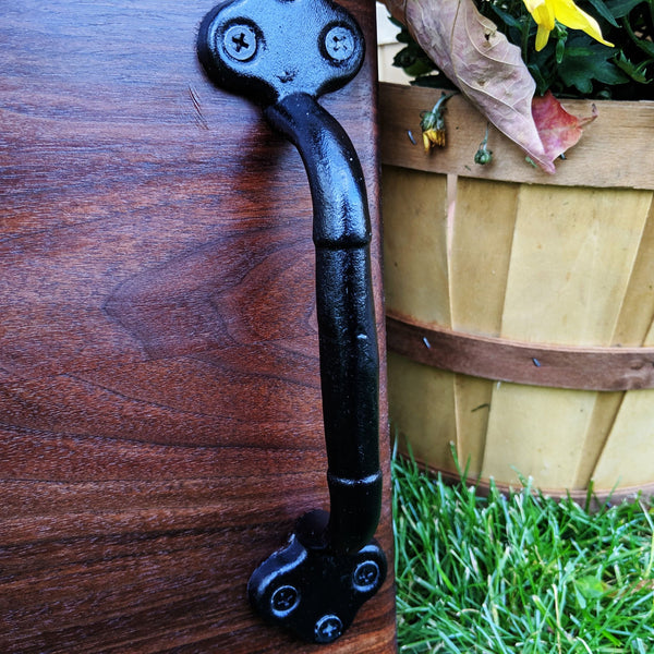 Large Black Walnut Charcuterie Board with Cast Iron Handles | Handmade Serving Tray