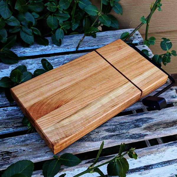 Cherry Wood Butcher Block Cheese Slicing Board, Wooden Cheese Slicer