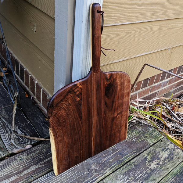 Black Walnut Wood Pizza Peel with Handle – Handmade Wooden Paddle