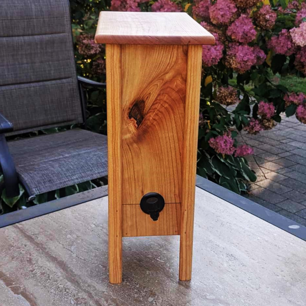 Large Cherry Wood 5 Liter Wine Box Holder, Wooden Franzia Wine Box with Removable Top and Front Slide.