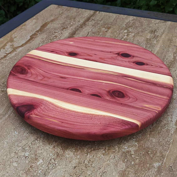 12 in. Red Cedar Lazy Susan with Clear Rubber Grip Feet - Springhill Millworks