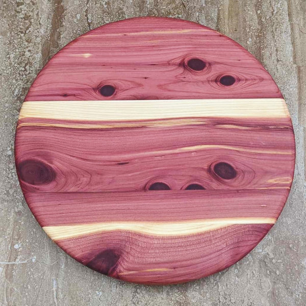 12 in. Red Cedar Lazy Susan with Clear Rubber Grip Feet - Springhill Millworks