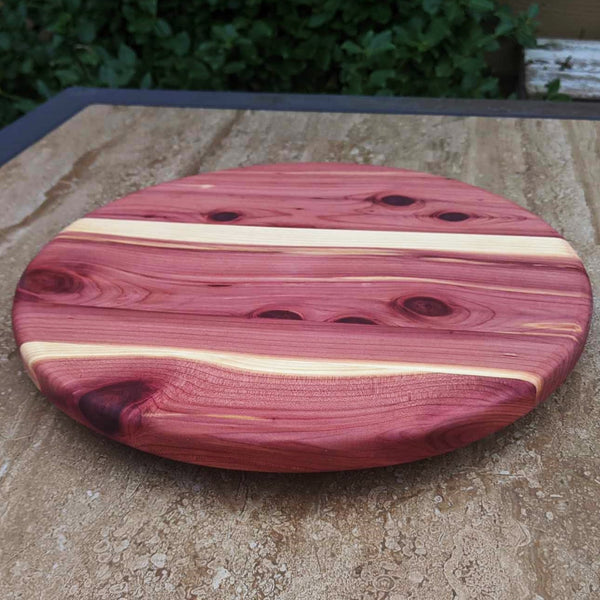 12 in. Red Cedar Lazy Susan with Clear Rubber Grip Feet - Springhill Millworks