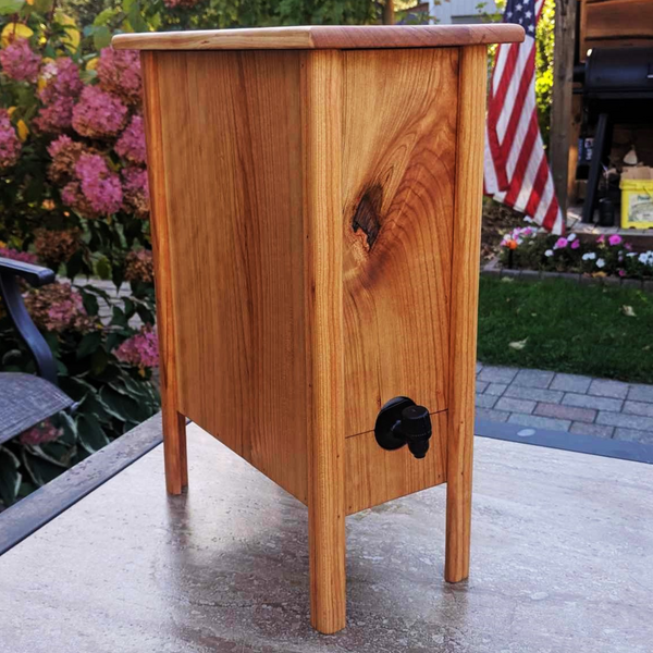 Large Cherry Wood 5 Liter Wine Box Holder, Wooden Franzia Wine Box with Removable Top and Front Slide.