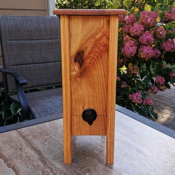 Large Cherry Wood 5 Liter Wine Box Holder, Wooden Franzia Wine Box with Removable Top and Front Slide.