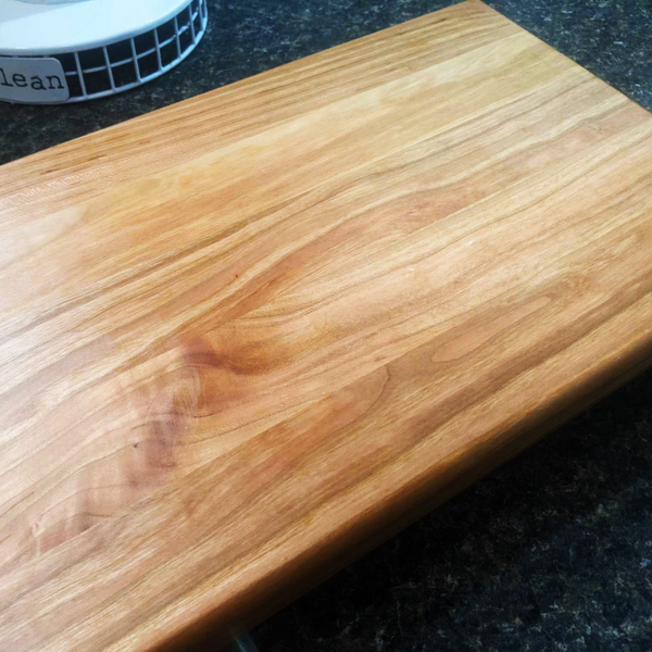 Over the Sink Cherry Wood Edge Grain Cutting Board with Colander and Clear Rubber Grip Feet