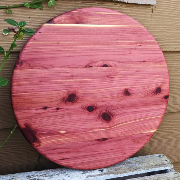 14.5 in. Round Red Cedar Lazy Susan with Clear Rubber Grip Feet - Springhill Millworks