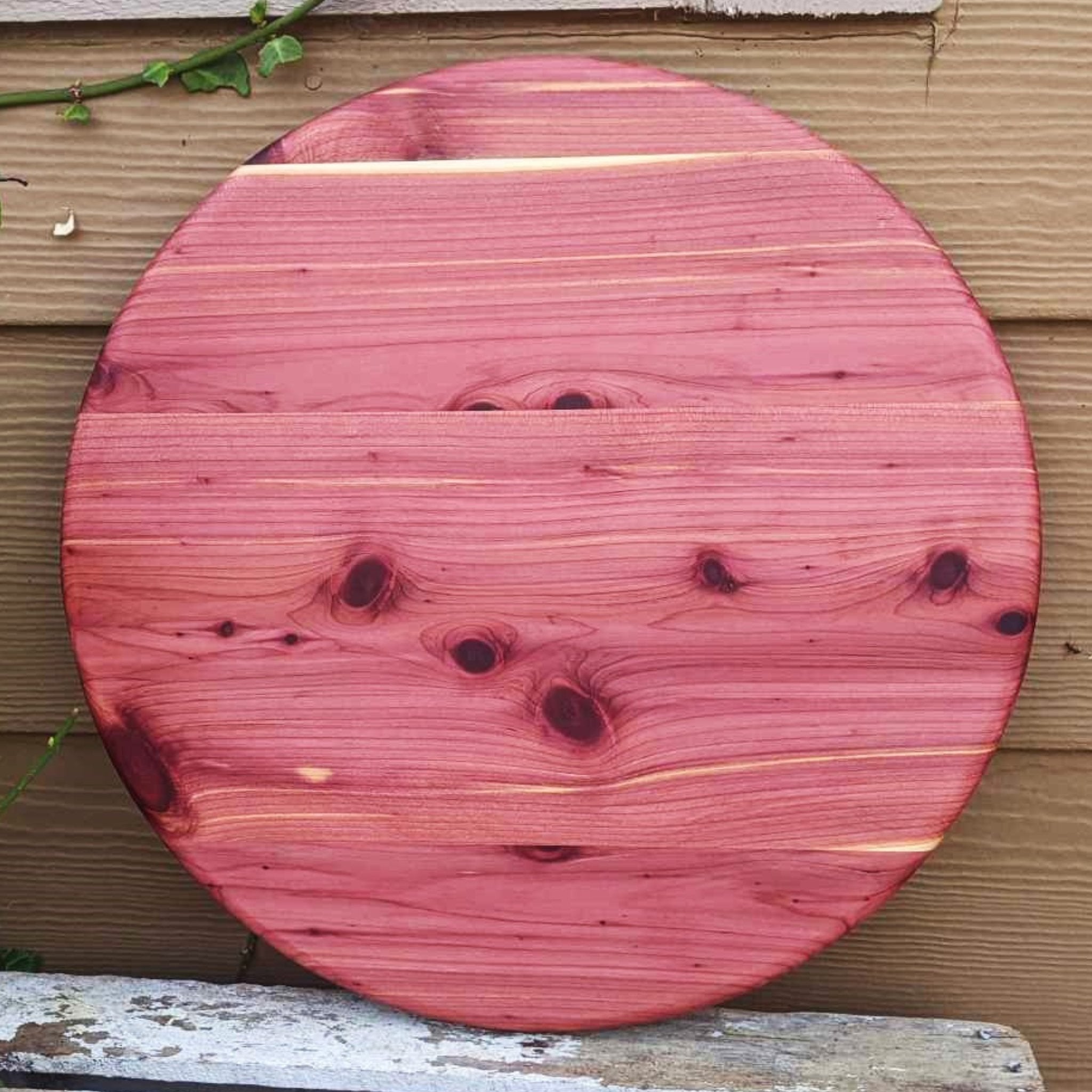 14.5 in. Round Red Cedar Lazy Susan with Clear Rubber Grip Feet - Springhill Millworks