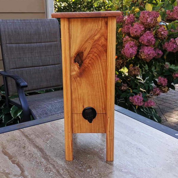 Large Cherry Wood 5 Liter Wine Box Holder, Wooden Franzia Wine Box with Removable Top and Front Slide.