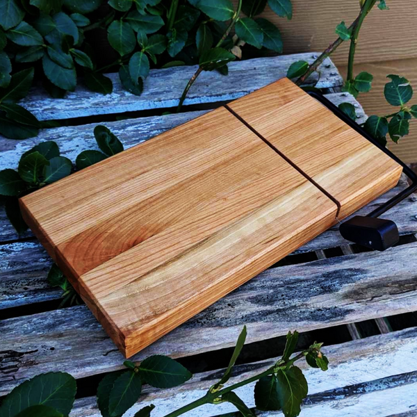 Cherry Wood Butcher Block Cheese Slicing Board, Wooden Cheese Slicer