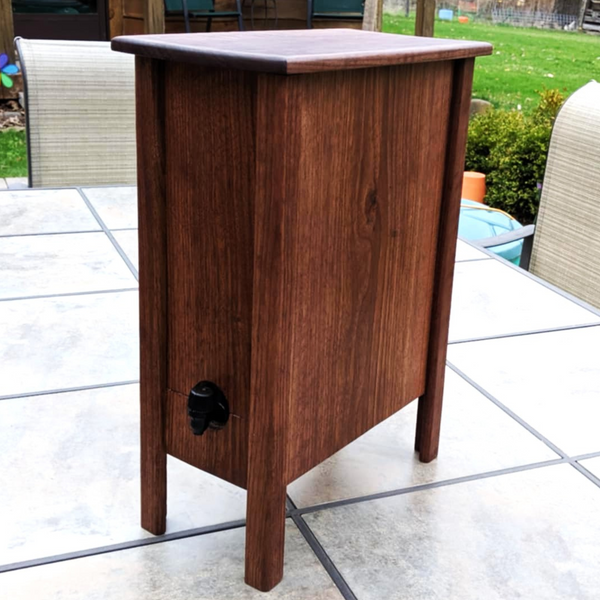 Large Black Walnut Wood 5 Liter Wine Box Holder, Wooden Franzia Wine Box with Removable Top and Front Slide