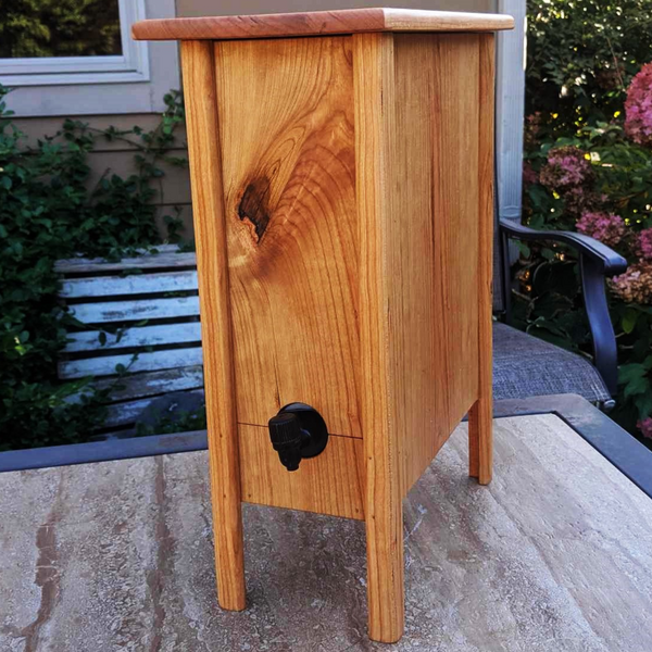 Large Cherry Wood 5 Liter Wine Box Holder, Wooden Franzia Wine Box with Removable Top and Front Slide.