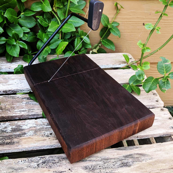 Black Walnut End Grain Wooden Cheese Slicing Board, Wood Cheese Slicer