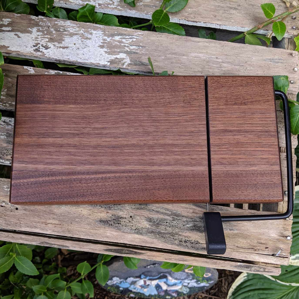 Black Walnut Butcher Block Wood Cheese Slicing Board, Wooden Cheese Slicer