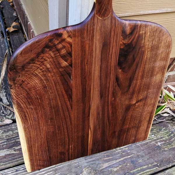 Black Walnut Wood Pizza Peel with Handle – Handmade Wooden Paddle
