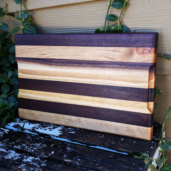 Cherry Wood & Black Walnut Wooden Divided Food Plate with Compartments, Dinner Trays