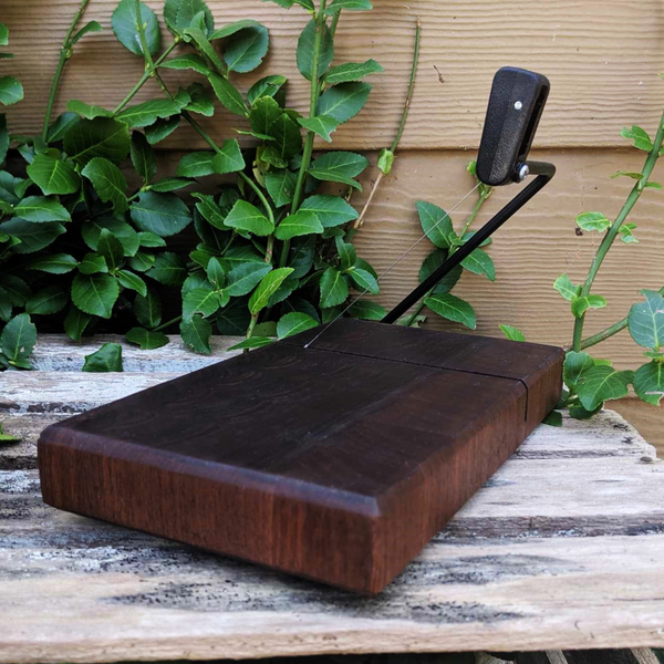 Black Walnut End Grain Wooden Cheese Slicing Board, Wood Cheese Slicer