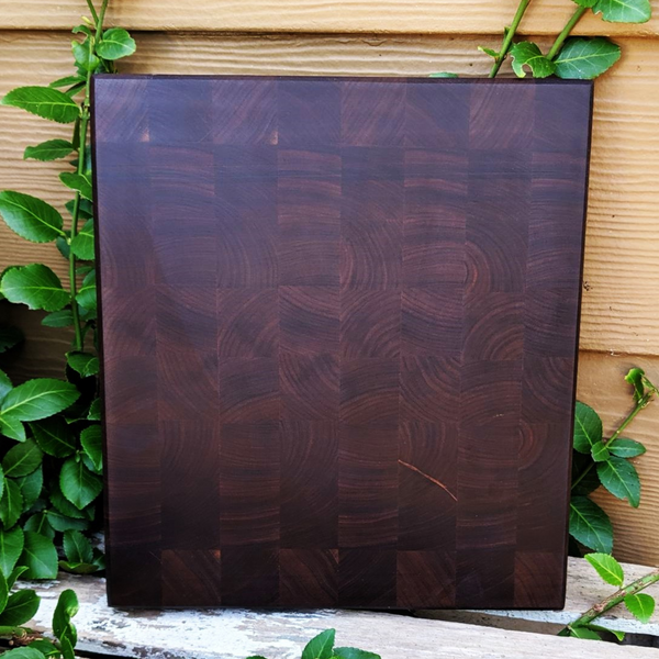 Black Walnut Wood End Grain Cutting Board with Beveled Edge, Wooden Butcher Board.