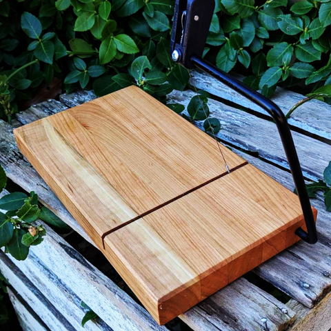 Cherry Wood Butcher Block Cheese Slicing Board, Wooden Cheese Slicer