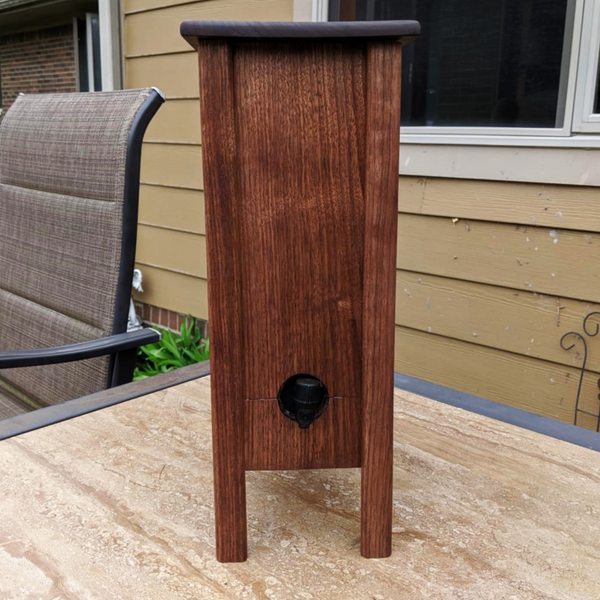 Large Black Walnut Wood 5 Liter Wine Box Holder, Wooden Franzia Wine Box with Removable Top and Front Slide