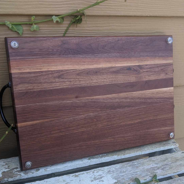 Black Walnut Charcuterie Board / Serving Tray With Handles & Clear Rubber Grip Feet