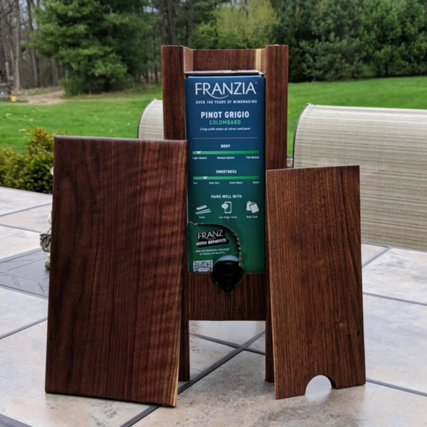 Large Black Walnut Wood 5 Liter Wine Box Holder, Wooden Franzia Wine Box with Removable Top and Front Slide