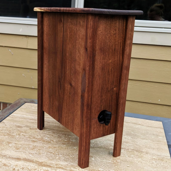 Large Black Walnut Wood 5 Liter Wine Box Holder, Wooden Franzia Wine Box with Removable Top and Front Slide