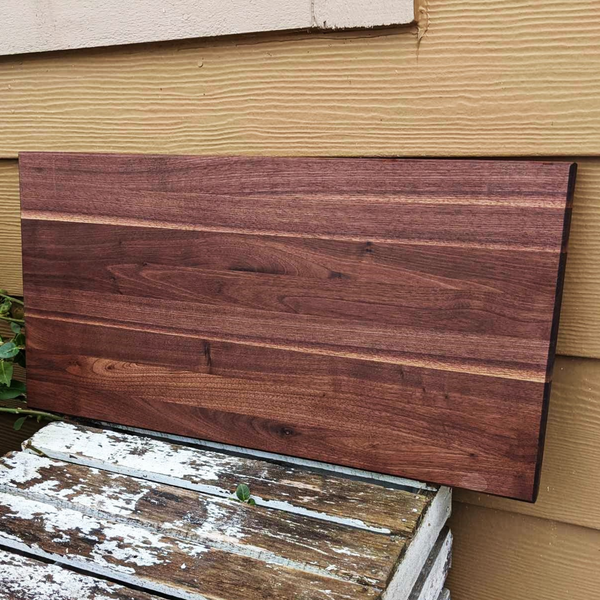 Large Black Walnut Wood Edge Grain Cutting Board with Beveled Edge, Wooden Butcher Block Board
